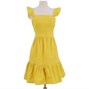 Chelsea & Violet Prairie Blue Celery Ruffle Tie Back Linen A-Line Dress Medium